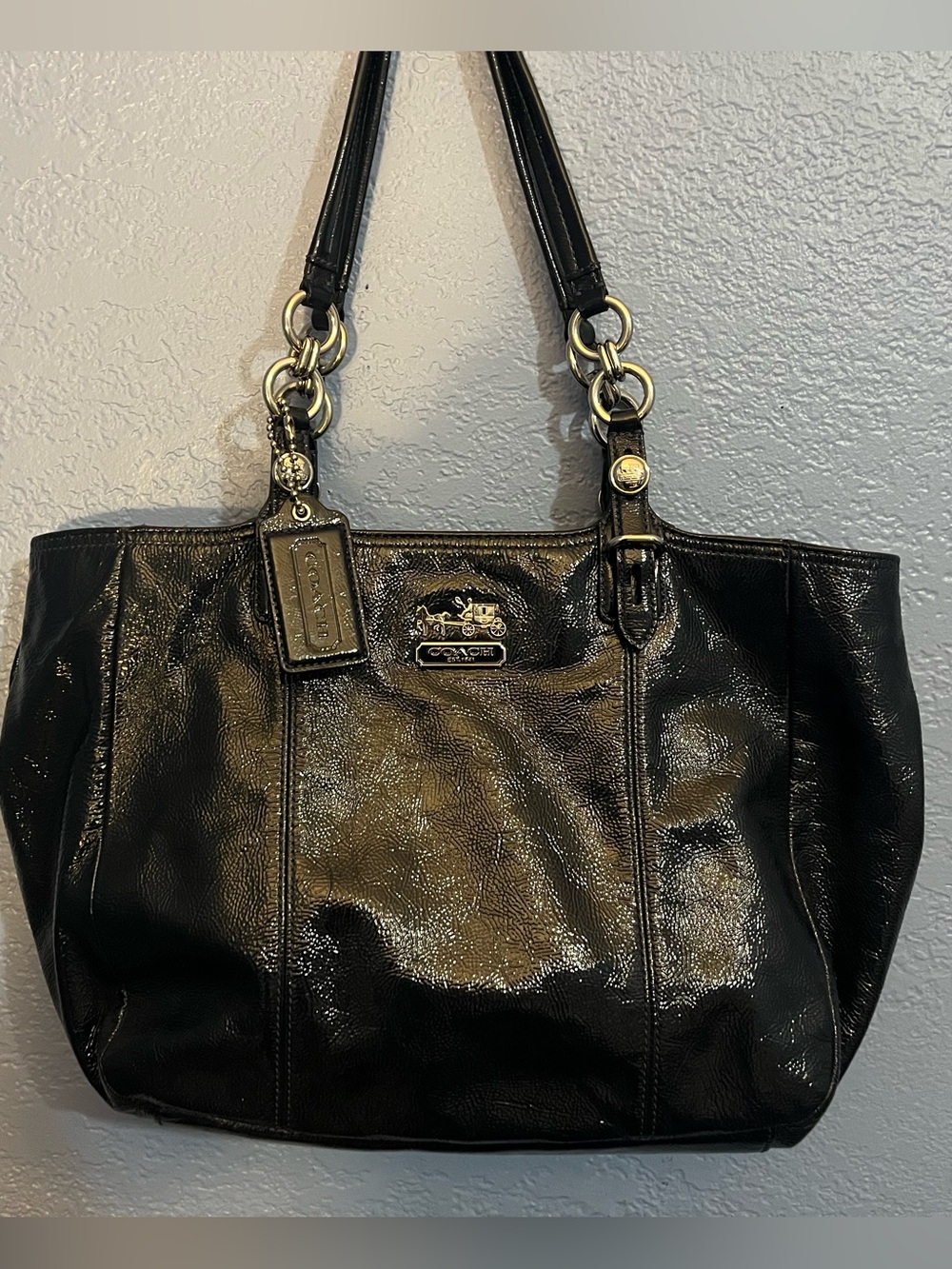 Coach Deep Dark Blue Patent
Leather Tote